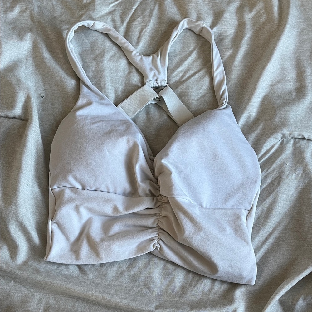 Bombshell Sportswear Light Beige/Pale Pink Padded Sports Bra